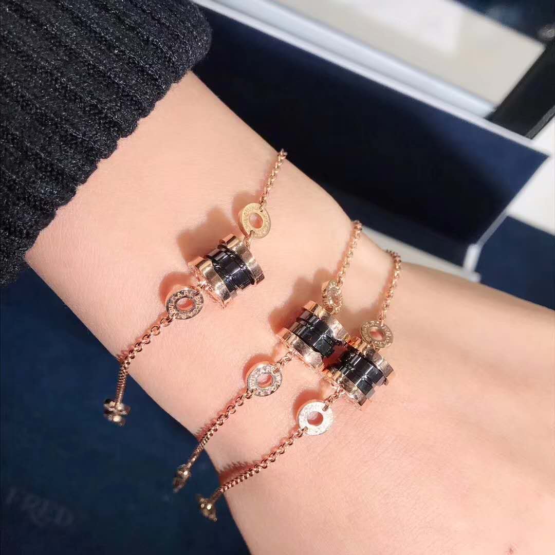 Bvlgari B.ZERO1 Soft Bracelet 18K Rose Gold with Black Ceramic
