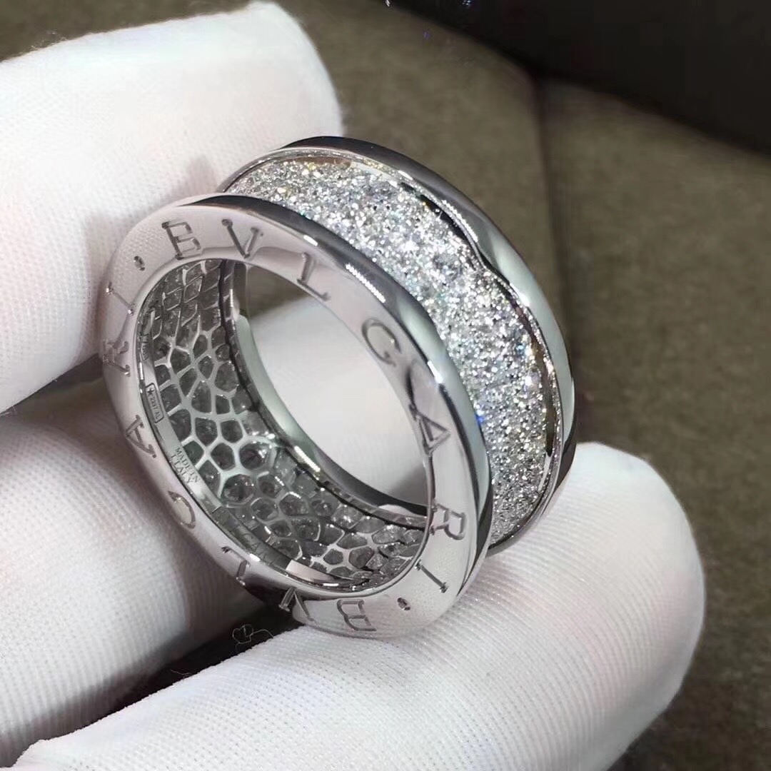 18k White Gold Bulgari Pave Diamond B.zero1 Ring
