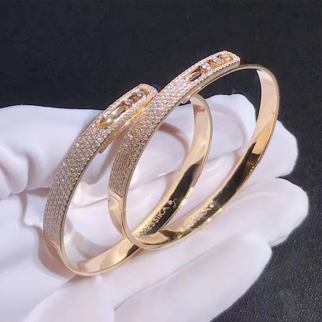 18k Gold Messika Noa Move Pave Diamond Bangle Bracelet