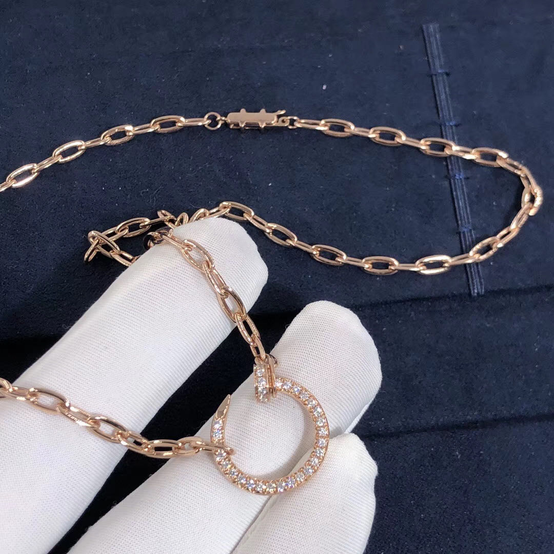 18K pink gold Cartier Juste un Clou necklace set with 37 Diamonds