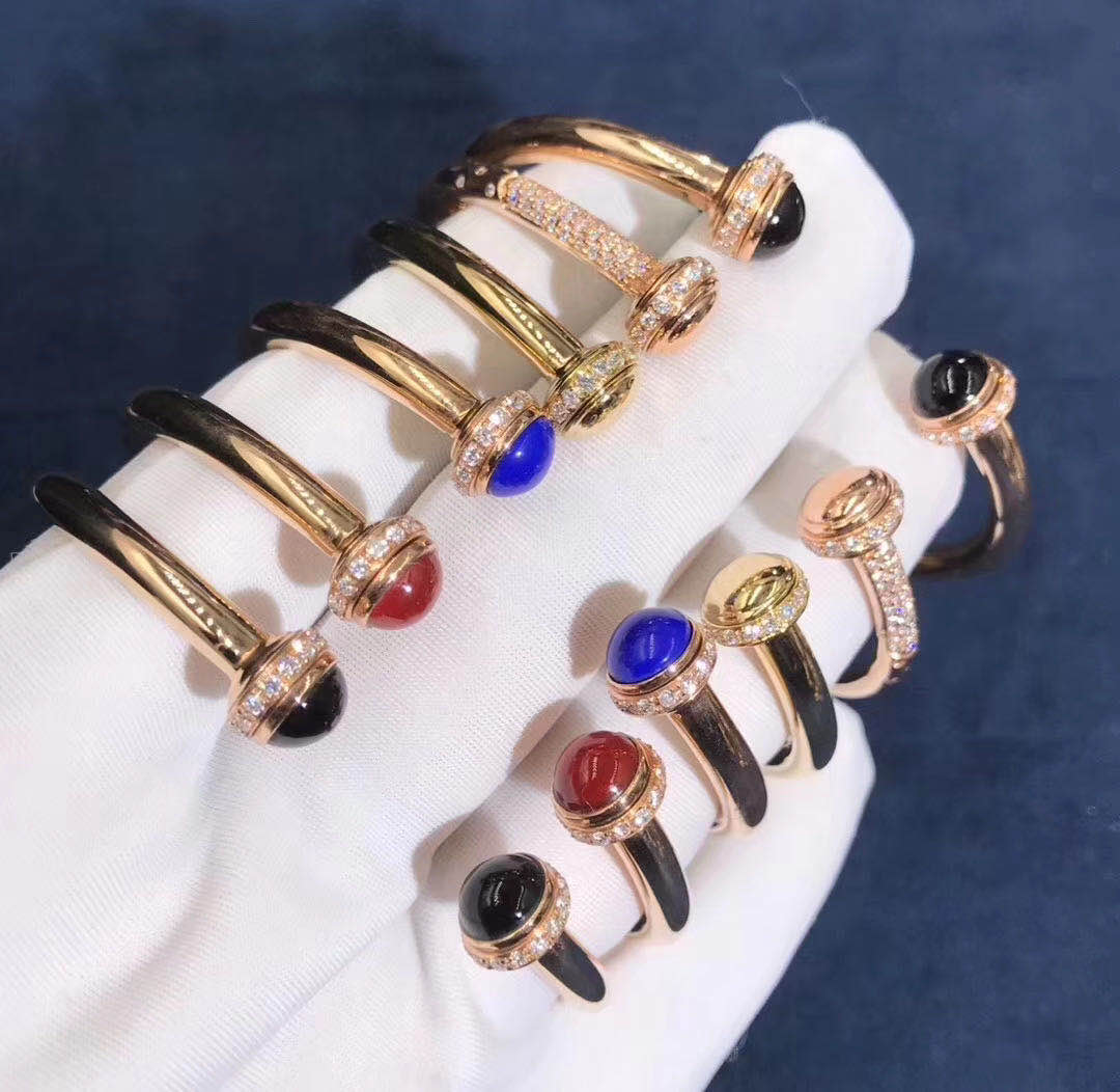 Piaget Possession Open Bangle Bracelet in 18K Rose Gold With 2 Carnelian Cabochons