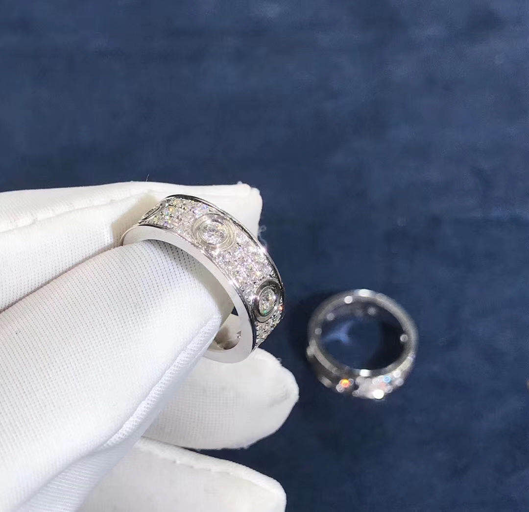 Cartier Love Ring 18k White Gold Pave Diamonds N4210400