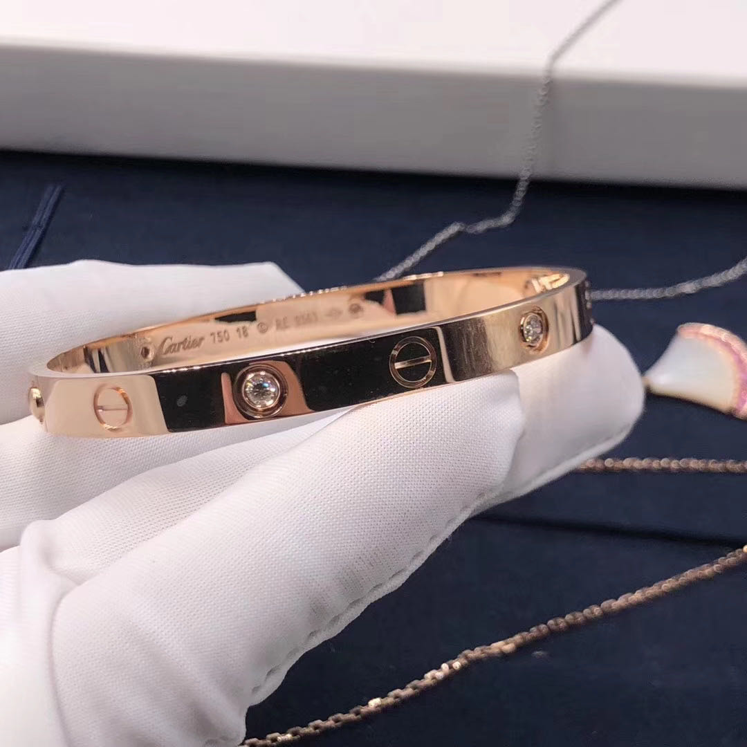 18k Pink Gold Cartier Love Bracelet with 4 Diamonds