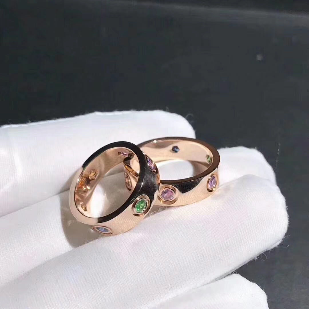 Custom Cartier 18K Rose Gold with Sapphire,Garnet, Amethyst Love Ring B4087800