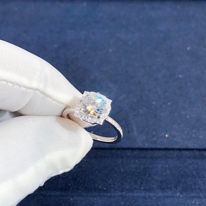 Custom Made Harry Winston Bell Series Round Bright Cutting 18K White Gold Full Diamond Ring RGDPRD005BEL