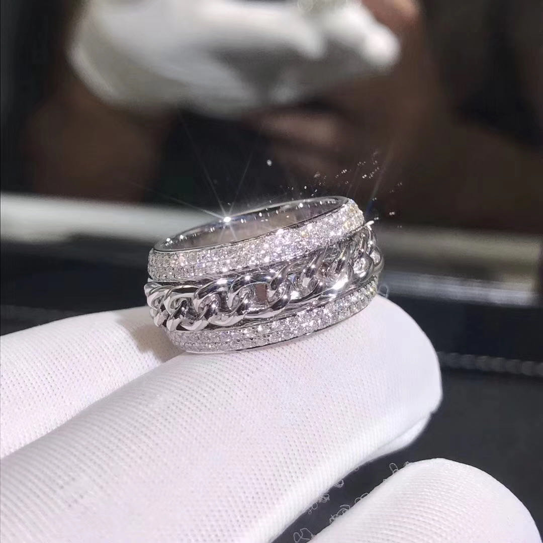 Piaget Possession Ring 18K White Gold Three Circle Turnable With Diamonds G34PU800