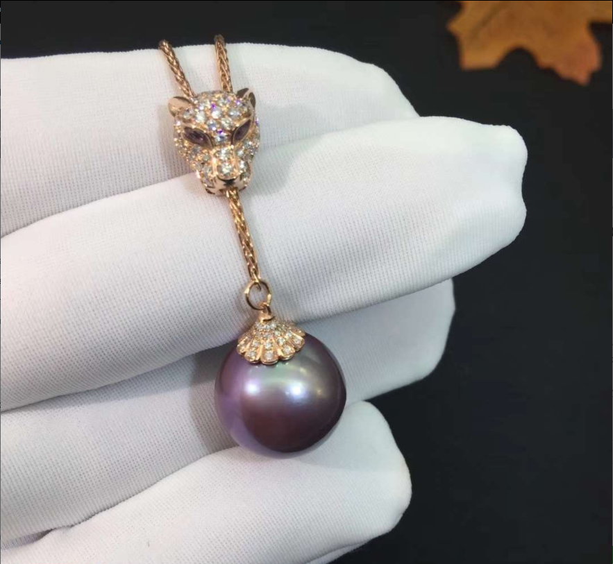 Cartier 18K Rose Gold PanthÈre De Cartier Necklace Diamond and Pearl Pendant N788888