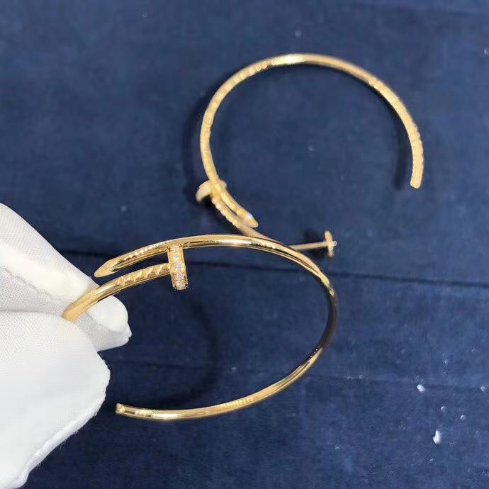 Cartier Juste un Clou Diamond 18k Yellow Gold Hoop Earrings B8301225