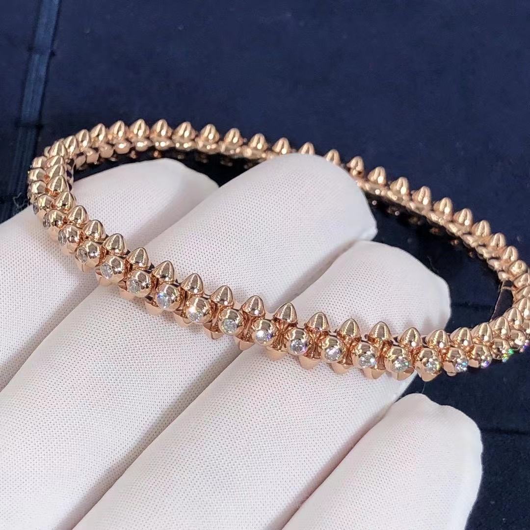 Custom Made 18K Pink Gold Clash De Cartier Diamond Bracelet N6715017