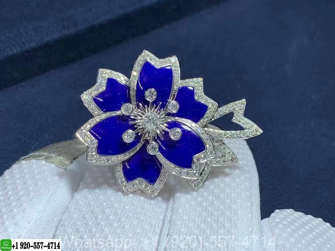 Van Cleef & Arpels 18k White Gold Diamond Lapis Lazuli Ring VCARP7EO00