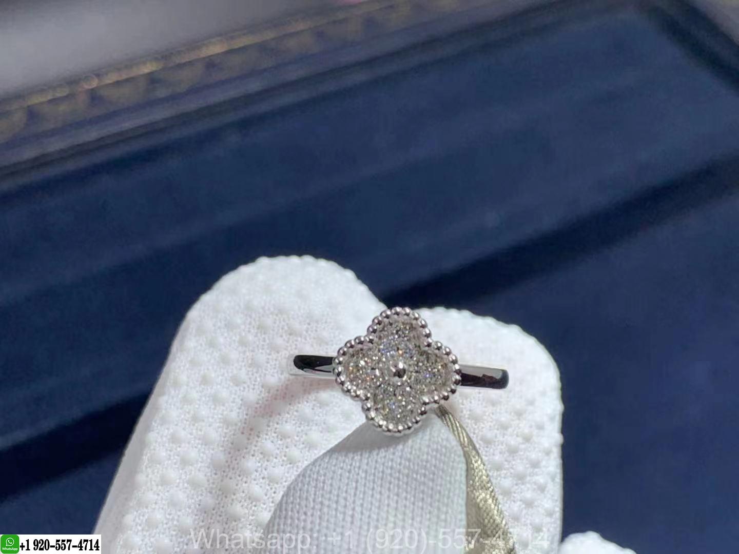 Van Cleef & Arpels 18k White Gold Sweet Alhambra Diamond Ring 9MM VCARO85800