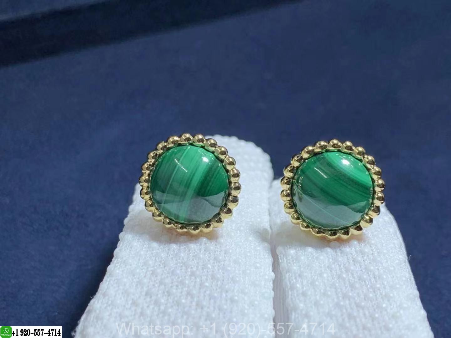 Van Cleef & Arpels Perlée Couleurs 18K Yellow Gold Malachite Earrings VCARP4DS00