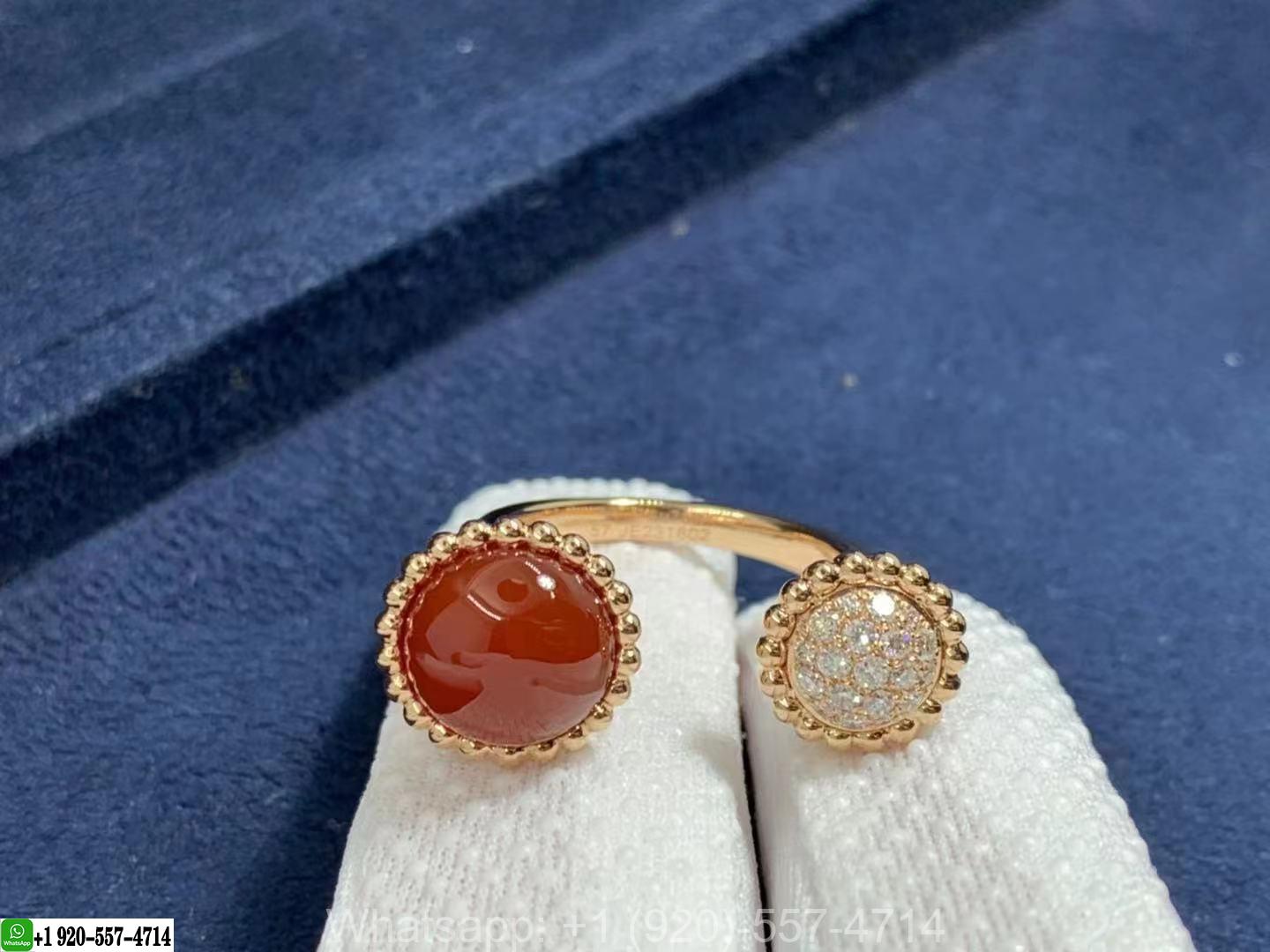 Van Cleef & Arpels 18K Rose Gold Perlée Couleurs Between the Finger Ring Carnelian – VCARO9SV00