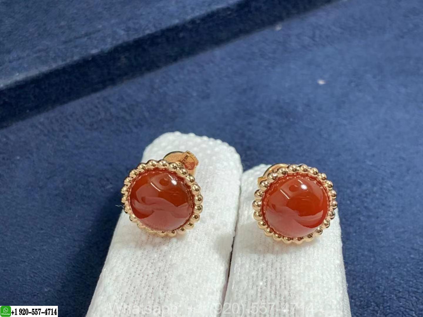 Van Cleef & Arpels Perlée Couleurs 18K Rose Gold Carnelian Earrings VCARP4E000
