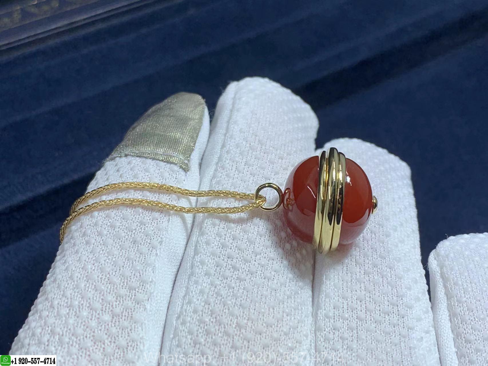 Piaget 18k Yellow Gold with Diamond Red Carnelian Possession Pendant Necklace