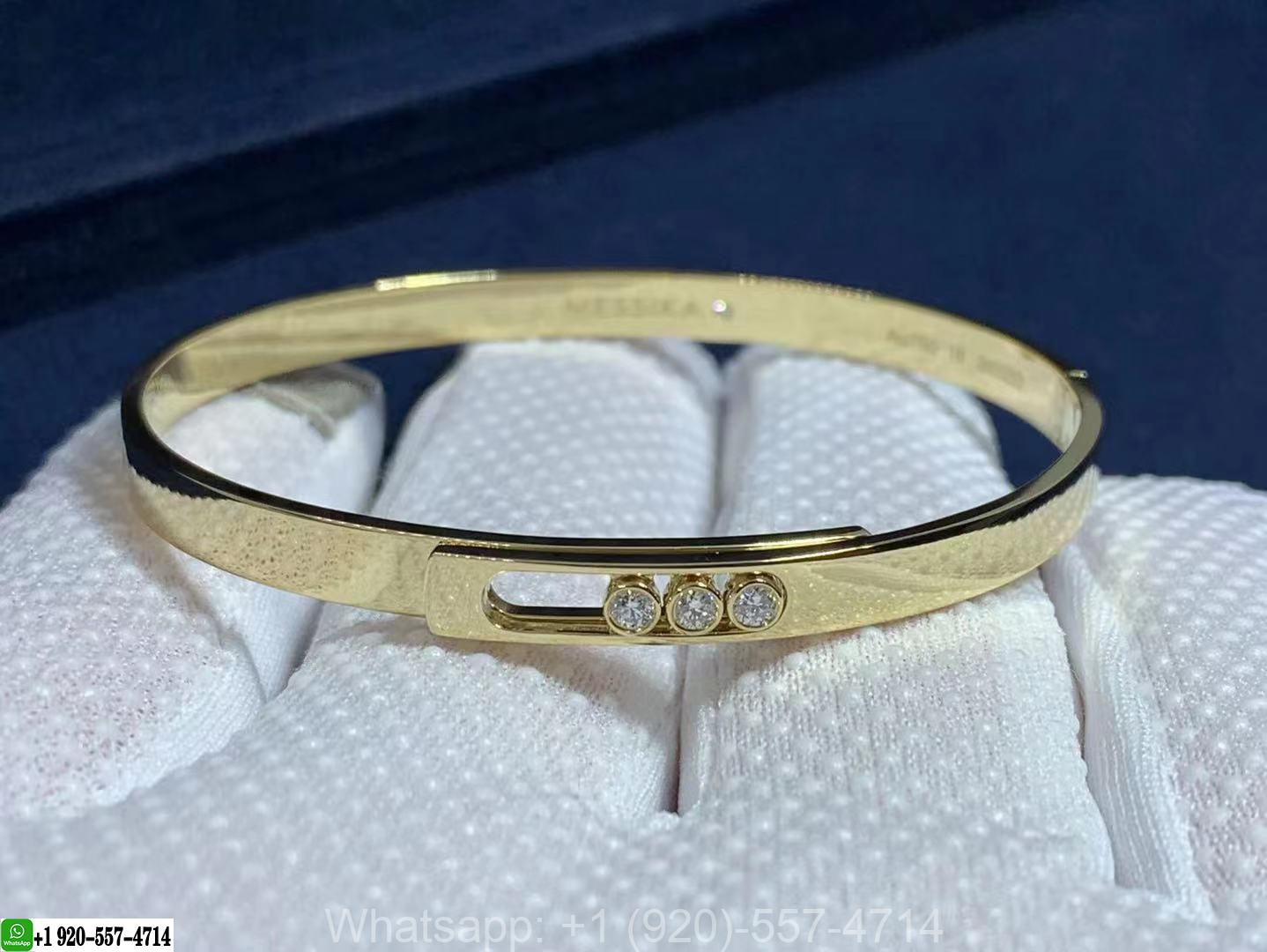 Messika 18K Yellow Gold 3 Diamond Move Noa Bangle Bracelet